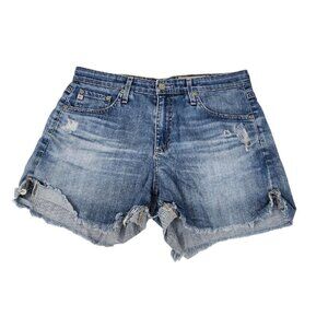 AG‎ Adriano Goldschmied Cut Off Jean Shorts 27 Blue Distressed Boho Beach Y2K